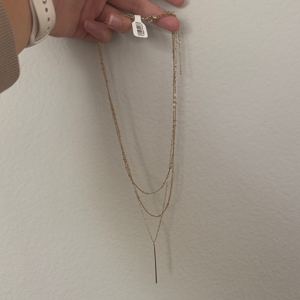 Stitch and Feather bar larlat necklace